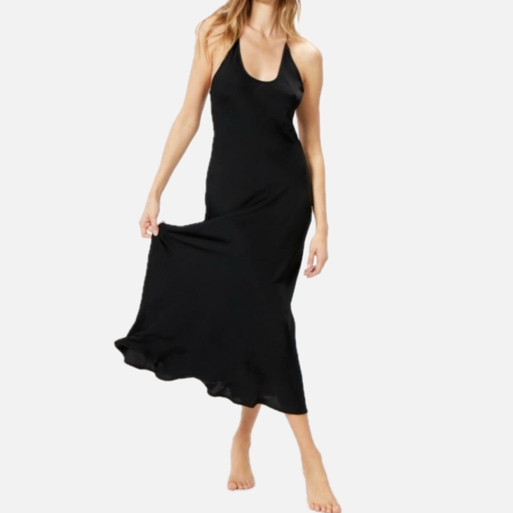 Women’s Black Midi Halter Dress